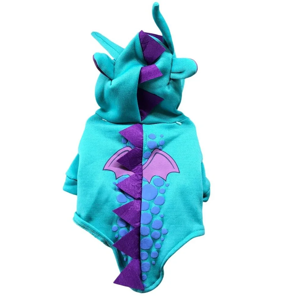 Small Dog Dragon‎ Monster Costume 12-13'' Length Blue Pruple Hooded Halloween